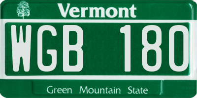 VT license plate WGB180