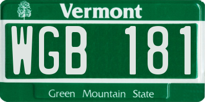 VT license plate WGB181