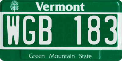 VT license plate WGB183