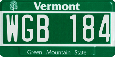 VT license plate WGB184