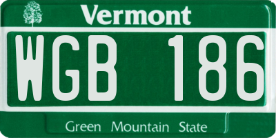 VT license plate WGB186