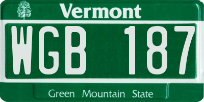 VT license plate WGB187