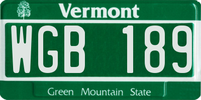 VT license plate WGB189