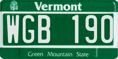 VT license plate WGB190