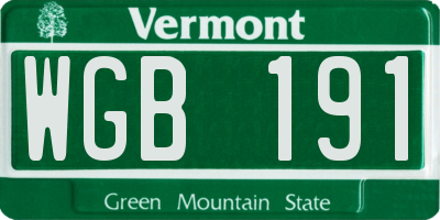 VT license plate WGB191