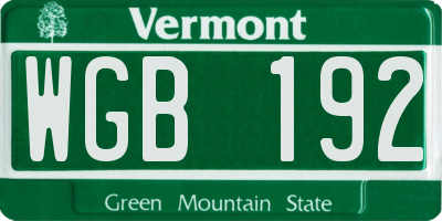 VT license plate WGB192