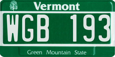VT license plate WGB193