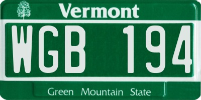 VT license plate WGB194