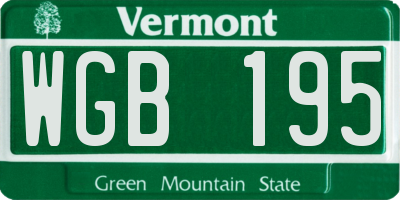 VT license plate WGB195