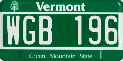 VT license plate WGB196