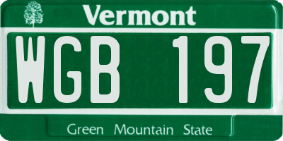 VT license plate WGB197