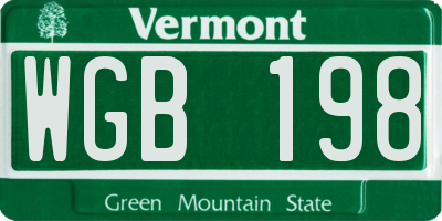 VT license plate WGB198