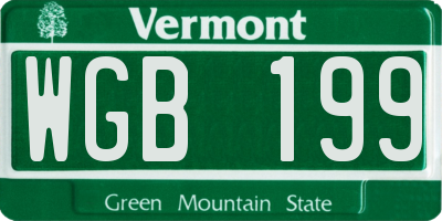 VT license plate WGB199