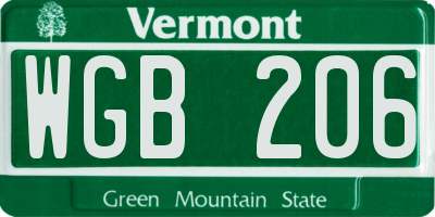 VT license plate WGB206
