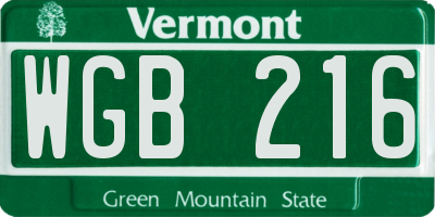 VT license plate WGB216