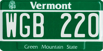 VT license plate WGB220