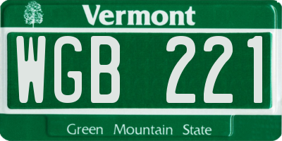 VT license plate WGB221