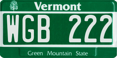 VT license plate WGB222