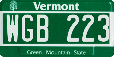 VT license plate WGB223