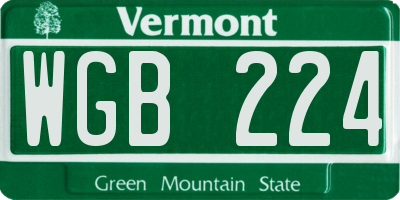 VT license plate WGB224