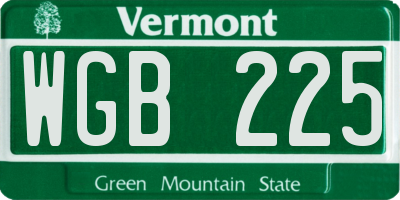 VT license plate WGB225