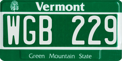 VT license plate WGB229