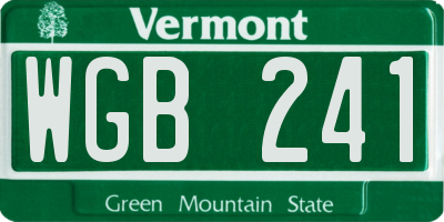 VT license plate WGB241