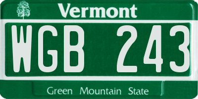 VT license plate WGB243