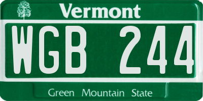 VT license plate WGB244