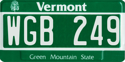 VT license plate WGB249