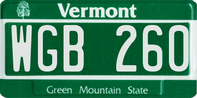 VT license plate WGB260