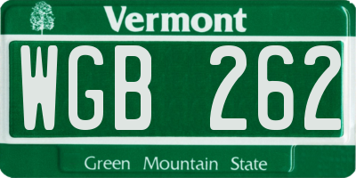 VT license plate WGB262