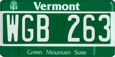 VT license plate WGB263