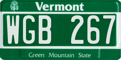 VT license plate WGB267
