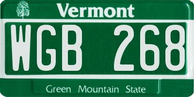 VT license plate WGB268
