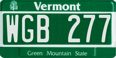 VT license plate WGB277