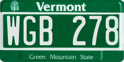 VT license plate WGB278