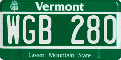 VT license plate WGB280