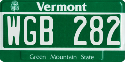 VT license plate WGB282