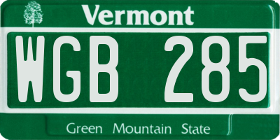 VT license plate WGB285