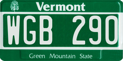 VT license plate WGB290