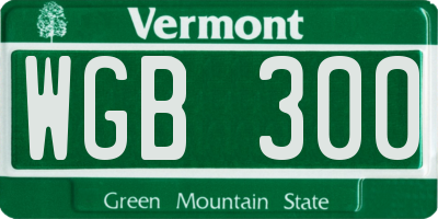 VT license plate WGB300