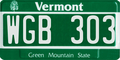 VT license plate WGB303