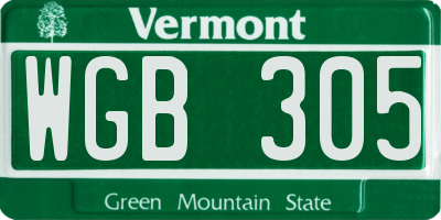 VT license plate WGB305