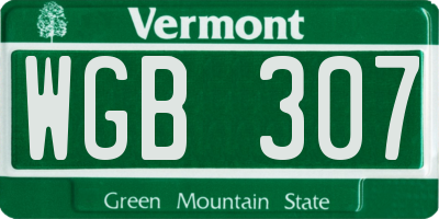 VT license plate WGB307