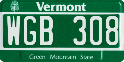 VT license plate WGB308