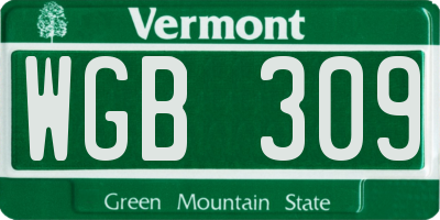 VT license plate WGB309