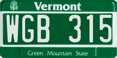 VT license plate WGB315