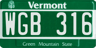 VT license plate WGB316