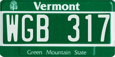 VT license plate WGB317